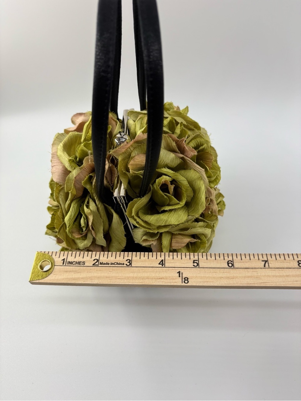 Lauren Scherr Floral Rosette Green Handbag Garden 3D Novelty Mini Purse Vintage - Picture 10 of 10